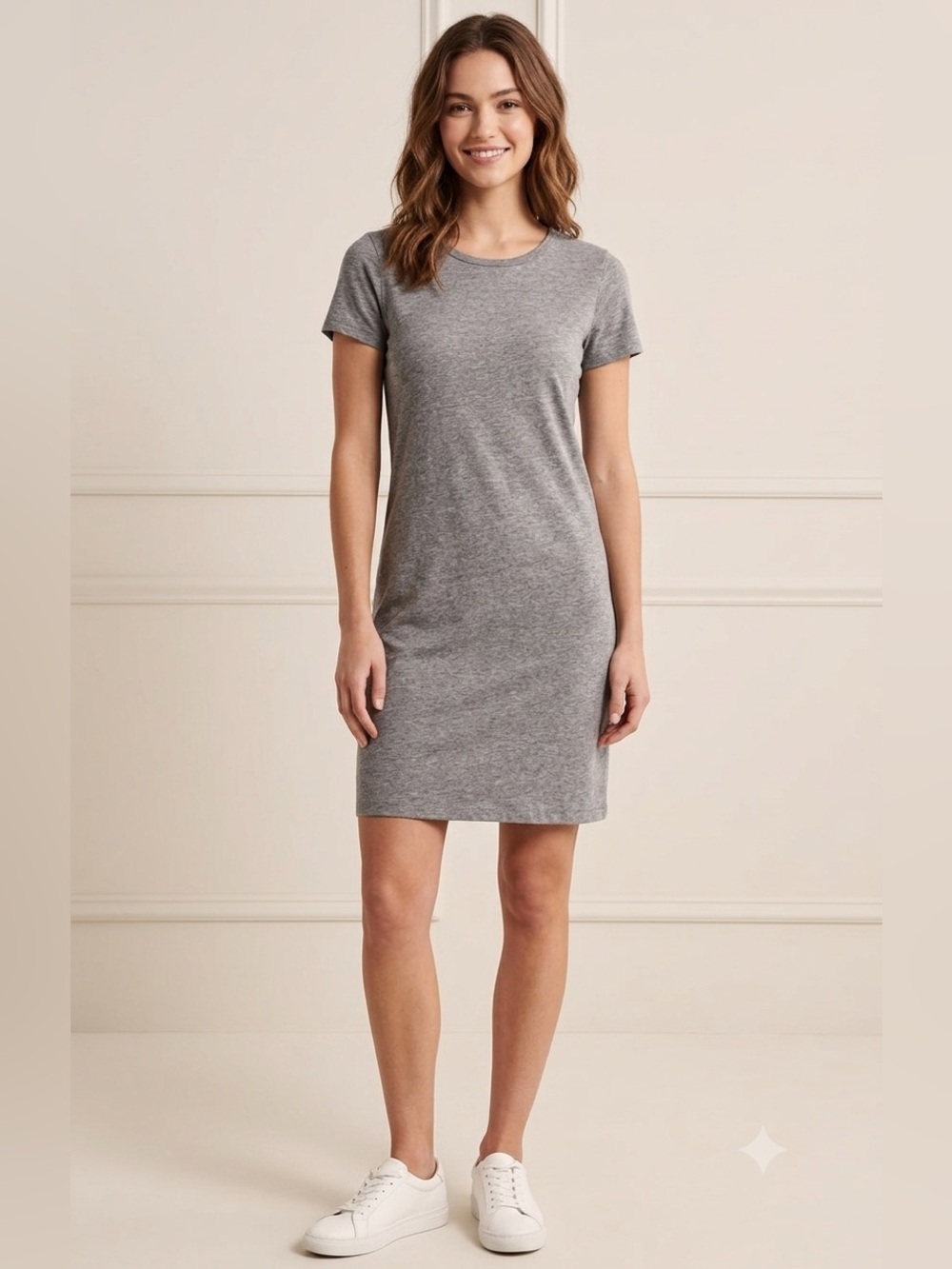 Old Navy Heather Gray Crewneck Mini T‑Shirt Dress